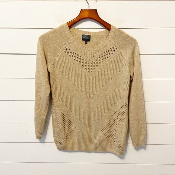 Market & Spruce | Women’s Angora Cashmere Blend Tan Crewneck Sweater Size Medium - Picture 1 of 7